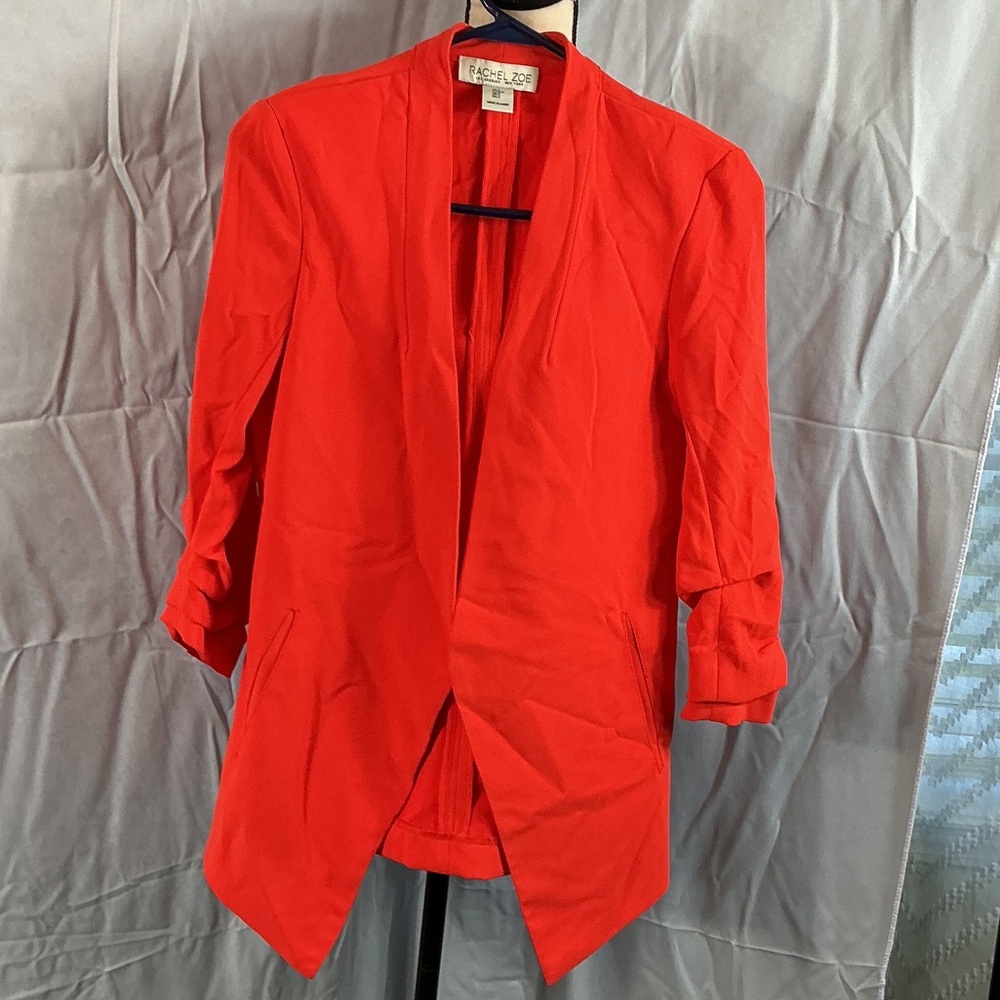 Rachel Zoe Blazer Size Small Bright Orange Open Front Jacket